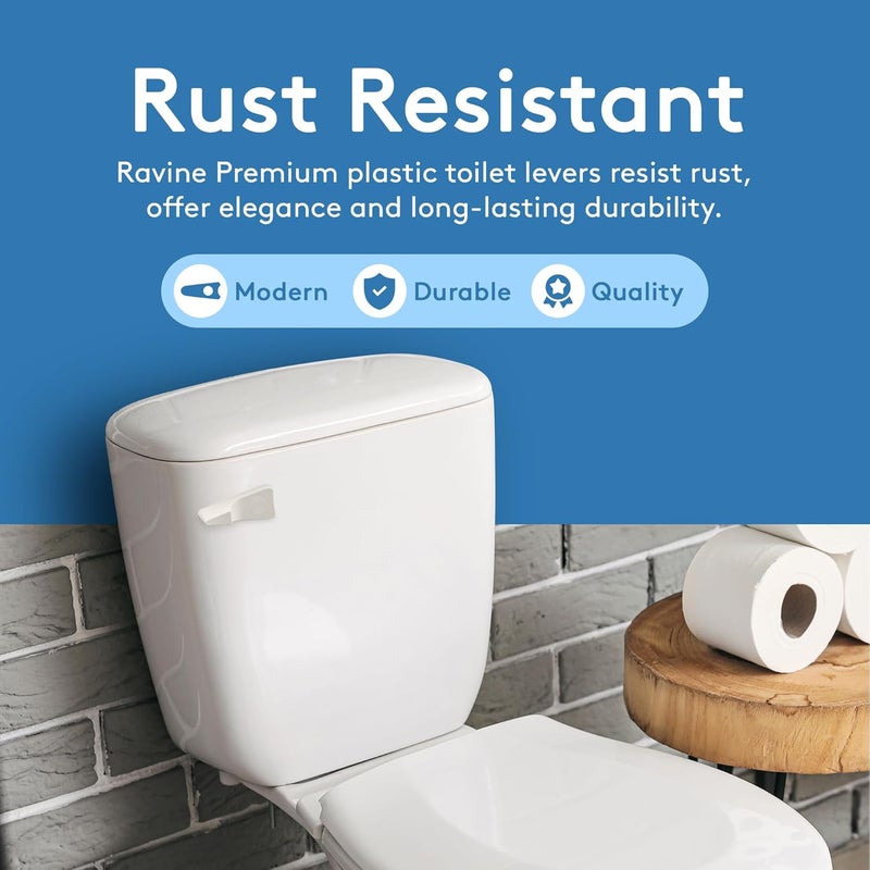 RAVINE Toilet Handle Replacement - American Standard Flush Lever With Elegant Design, Durable Front Mount - Easy to Install Bowl Handle (White) - Image 4